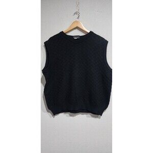 Arturo Garibaldi Italian Wear Merino Wool Black Sweater Vest Mens Size XL